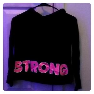 Girls justice crop top black and pink
